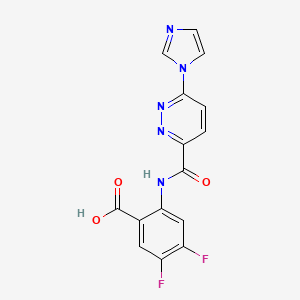 molecular formula C15H9F2N5O3 B3039196 4,5-difluoro-2-{[6-(1H-imidazol-1-yl)pyridazine-3-carbonyl]amino}benzoic acid CAS No. 2375420-34-9