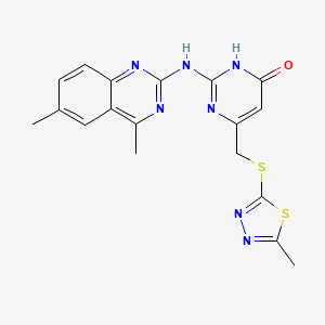 molecular formula C18H17N7OS2 B3039200 2-[(4,6-二甲基喹唑啉-2-基)氨基]-6-{[(5-甲基-1,3,4-噻二唑-2-基)硫]甲基}嘧啶-4(3H)-酮 CAS No. 669749-25-1