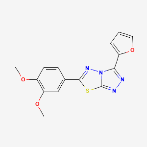 molecular formula C15H12N4O3S B3039201 6-(3,4-Dimethoxyphenyl)-3-(furan-2-yl)-[1,2,4]triazolo[3,4-b][1,3,4]thiadiazole CAS No. 799786-73-5