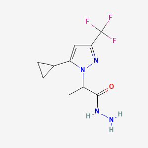 molecular formula C10H13F3N4O B3039278 2-[5-cyclopropyl-3-(trifluoromethyl)-1H-pyrazol-1-yl]propanehydrazide CAS No. 1005650-83-8