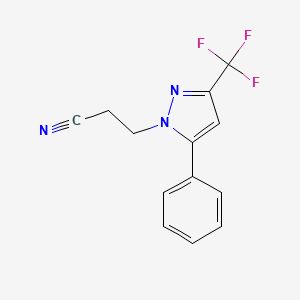 molecular formula C13H10F3N3 B3039284 3-(5-Phenyl-3-(trifluoromethyl)-1H-pyrazol-1-yl)propanenitrile CAS No. 1006334-26-4
