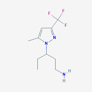 molecular formula C10H16F3N3 B3039286 3-[5-甲基-3-(三氟甲基)-1H-吡唑-1-基]戊-1-胺 CAS No. 1006340-62-0