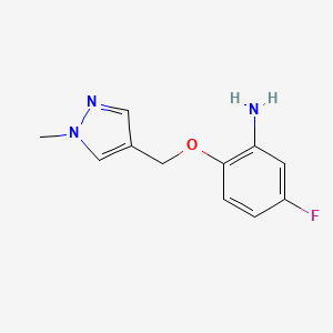 molecular formula C11H12FN3O B3039294 5-氟-2-((1-甲基-1H-吡唑-4-基)甲氧基)苯胺 CAS No. 1006468-29-6