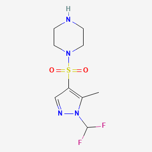 molecular formula C9H14F2N4O2S B3039297 1-((1-(二氟甲基)-5-甲基-1H-吡唑-4-基)磺酰基)哌嗪 CAS No. 1006482-97-8