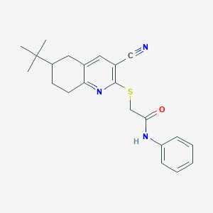 molecular formula C22H25N3OS B303930 2-[(6-tert-butyl-3-cyano-5,6,7,8-tetrahydroquinolin-2-yl)sulfanyl]-N-phenylacetamide 