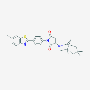 molecular formula C28H31N3O2S B303932 1-[4-(6-Methyl-1,3-benzothiazol-2-yl)phenyl]-3-(1,3,3-trimethyl-6-azabicyclo[3.2.1]oct-6-yl)-2,5-pyrrolidinedione 