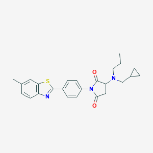 molecular formula C25H27N3O2S B303933 3-[(Cyclopropylmethyl)(propyl)amino]-1-[4-(6-methyl-1,3-benzothiazol-2-yl)phenyl]pyrrolidine-2,5-dione 