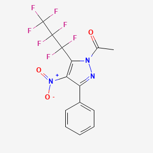 molecular formula C14H8F7N3O3 B3039339 1-Acetyl-5-(heptafluoropropyl)-4-nitro-3-phenyl-1H-pyrazole CAS No. 1017793-86-0
