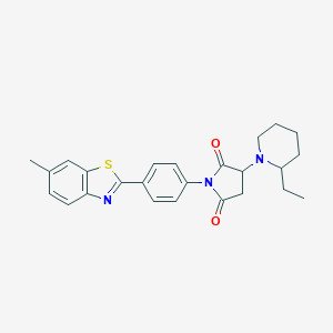 molecular formula C25H27N3O2S B303935 3-(2-Ethyl-1-piperidinyl)-1-[4-(6-methyl-1,3-benzothiazol-2-yl)phenyl]-2,5-pyrrolidinedione 