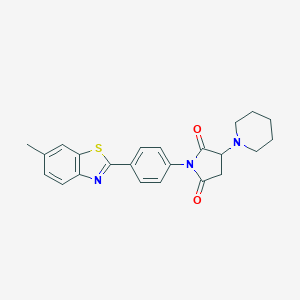 molecular formula C23H23N3O2S B303936 1-[4-(6-Methyl-1,3-benzothiazol-2-yl)phenyl]-3-piperidin-1-ylpyrrolidine-2,5-dione 
