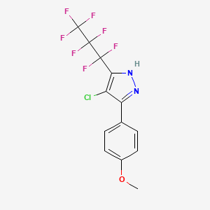 molecular formula C13H8ClF7N2O B3039383 4-chloro-5-(1,1,2,2,3,3,3-heptafluoropropyl)-3-(4-methoxyphenyl)-1H-pyrazole CAS No. 1029636-21-2