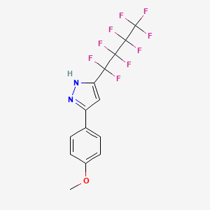 molecular formula C14H9F9N2O B3039384 3-(4-methoxyphenyl)-5-(1,1,2,2,3,3,4,4,4-nonafluorobutyl)-1H-pyrazole CAS No. 1029636-46-1