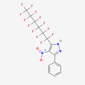 molecular formula C15H6F13N3O2 B3039386 4-nitro-3-phenyl-5-(1,1,2,2,3,3,4,4,5,5,6,6,6-tridecafluorohexyl)-1H-pyrazole CAS No. 1029636-56-3