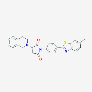 molecular formula C27H23N3O2S B303941 3-(3,4-dihydro-2(1H)-isoquinolinyl)-1-[4-(6-methyl-1,3-benzothiazol-2-yl)phenyl]-2,5-pyrrolidinedione 