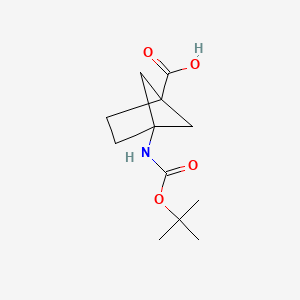 molecular formula C12H19NO4 B3039427 4-{[(Tert-butoxy)carbonyl]amino}bicyclo[2.1.1]hexane-1-carboxylic acid CAS No. 1050886-56-0