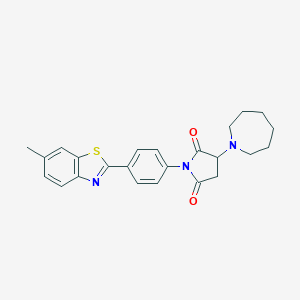 molecular formula C24H25N3O2S B303943 3-(1-Azepanyl)-1-[4-(6-methyl-1,3-benzothiazol-2-yl)phenyl]-2,5-pyrrolidinedione 