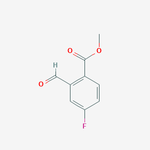 molecular formula C9H7FO3 B3039438 Methyl 4-fluoro-2-formylbenzoate CAS No. 106014-25-9