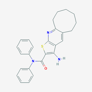 molecular formula C26H25N3OS B303946 3-amino-N,N-diphenyl-5,6,7,8,9,10-hexahydrocycloocta[b]thieno[3,2-e]pyridine-2-carboxamide 