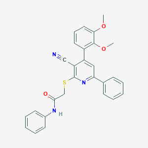 molecular formula C28H23N3O3S B303948 2-{[3-cyano-4-(2,3-dimethoxyphenyl)-6-phenylpyridin-2-yl]sulfanyl}-N-phenylacetamide 