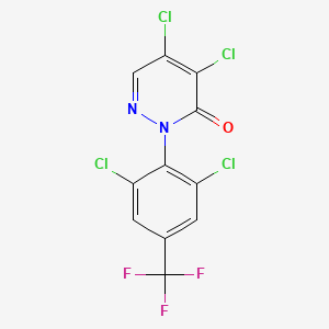 molecular formula C11H3Cl4F3N2O B3039487 4,5-dichloro-2-[2,6-dichloro-4-(trifluoromethyl)phenyl]pyridazin-3(2H)-one CAS No. 110386-48-6