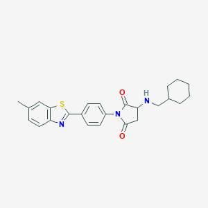 molecular formula C25H27N3O2S B303949 3-[(Cyclohexylmethyl)amino]-1-[4-(6-methyl-1,3-benzothiazol-2-yl)phenyl]-2,5-pyrrolidinedione 