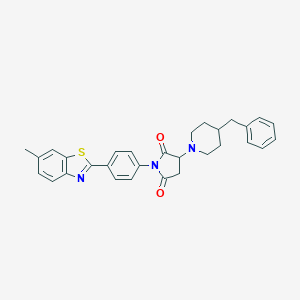 molecular formula C30H29N3O2S B303952 3-(4-Benzyl-1-piperidinyl)-1-[4-(6-methyl-1,3-benzothiazol-2-yl)phenyl]-2,5-pyrrolidinedione 
