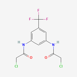 molecular formula C11H9Cl2F3N2O2 B3039521 2-chloro-N-[3-[(2-chloroacetyl)amino]-5-(trifluoromethyl)phenyl]acetamide CAS No. 115825-70-2