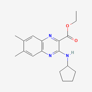 molecular formula C18H23N3O2 B3039557 Ethyl 3-(cyclopentylamino)-6,7-dimethylquinoxaline-2-carboxylate CAS No. 1189732-50-0