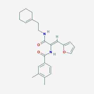 molecular formula C24H28N2O3 B303956 N-[1-({[2-(1-cyclohexen-1-yl)ethyl]amino}carbonyl)-2-(2-furyl)vinyl]-3,4-dimethylbenzamide 