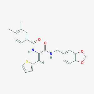 molecular formula C24H22N2O4S B303957 N-[1-{[(1,3-benzodioxol-5-ylmethyl)amino]carbonyl}-2-(2-thienyl)vinyl]-3,4-dimethylbenzamide 