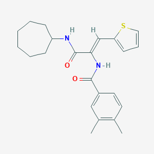 molecular formula C23H28N2O2S B303959 N-[1-[(cycloheptylamino)carbonyl]-2-(2-thienyl)vinyl]-3,4-dimethylbenzamide 