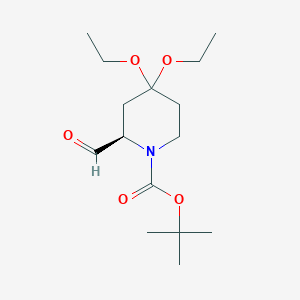 tert-butyl (2R)-4,4-diethoxy-2-formylpiperidine-1-carboxylate