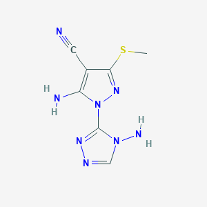 molecular formula C7H8N8S B3039599 5-amino-1-(4-amino-4H-1,2,4-triazol-3-yl)-3-(methylthio)-1H-pyrazole-4-carbonitrile CAS No. 121378-71-0