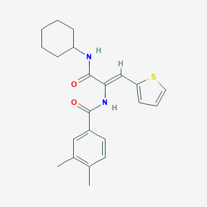 molecular formula C22H26N2O2S B303960 N-[1-[(cyclohexylamino)carbonyl]-2-(2-thienyl)vinyl]-3,4-dimethylbenzamide 