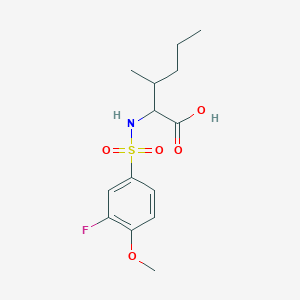 molecular formula C14H20FNO5S B3039601 2-[(3-Fluoro-4-methoxyphenyl)sulphonylamino]-3-methylhexanoic acid CAS No. 1214082-62-8