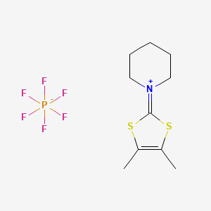 molecular formula C10H16F6NPS2 B3039620 1-(4,5-Dimethyl-1,3-dithiol-2-ylidene)piperidinium hexafluorophosphate CAS No. 122301-26-2