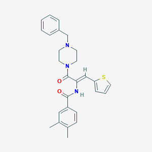 molecular formula C27H29N3O2S B303965 N-[1-[(4-benzyl-1-piperazinyl)carbonyl]-2-(2-thienyl)vinyl]-3,4-dimethylbenzamide 