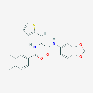 molecular formula C23H20N2O4S B303969 N-[1-[(1,3-benzodioxol-5-ylamino)carbonyl]-2-(2-thienyl)vinyl]-3,4-dimethylbenzamide 
