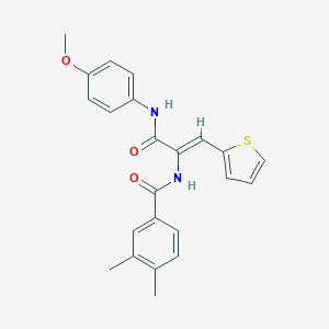 molecular formula C23H22N2O3S B303970 N-[1-[(4-methoxyanilino)carbonyl]-2-(2-thienyl)vinyl]-3,4-dimethylbenzamide 