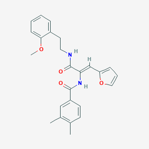 molecular formula C25H26N2O4 B303977 N-[2-(2-furyl)-1-({[2-(2-methoxyphenyl)ethyl]amino}carbonyl)vinyl]-3,4-dimethylbenzamide 