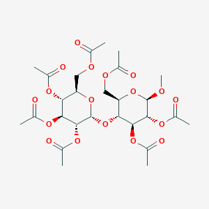 molecular formula C27H38O18 B3039777 [(2R,3R,4S,5R,6R)-4,5-diacetyloxy-6-methoxy-3-[(2R,3R,4S,5R,6R)-3,4,5-triacetyloxy-6-(acetyloxymethyl)oxan-2-yl]oxyoxan-2-yl]methyl acetate CAS No. 13223-83-1