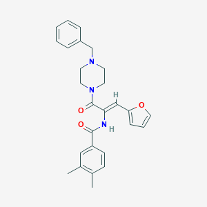 molecular formula C27H29N3O3 B303978 N-[1-[(4-benzyl-1-piperazinyl)carbonyl]-2-(2-furyl)vinyl]-3,4-dimethylbenzamide 