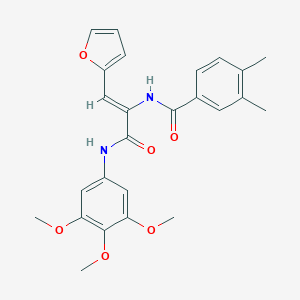 molecular formula C25H26N2O6 B303980 N-{2-(2-furyl)-1-[(3,4,5-trimethoxyanilino)carbonyl]vinyl}-3,4-dimethylbenzamide 