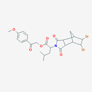 molecular formula C24H27Br2NO6 B303984 2-(4-methoxyphenyl)-2-oxoethyl 2-(5,6-dibromo-1,3-dioxooctahydro-2H-4,7-methanoisoindol-2-yl)-4-methylpentanoate 