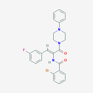 molecular formula C26H23BrFN3O2 B303988 2-bromo-N-{2-(3-fluorophenyl)-1-[(4-phenyl-1-piperazinyl)carbonyl]vinyl}benzamide 