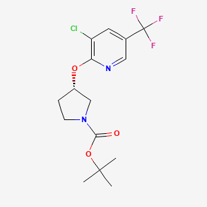 molecular formula C15H18ClF3N2O3 B3039928 (S)-叔丁基 3-((3-氯-5-(三氟甲基)吡啶-2-基)氧基)吡咯烷-1-羧酸酯 CAS No. 1417789-41-3