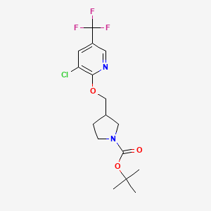 molecular formula C16H20ClF3N2O3 B3039932 tert-Butyl 3-(((3-chloro-5-(trifluoromethyl)pyridin-2-yl)oxy)methyl)pyrrolidine-1-carboxylate CAS No. 1417793-56-6