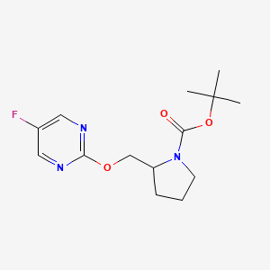 molecular formula C14H20FN3O3 B3039948 tert-Butyl 2-(((5-fluoropyrimidin-2-yl)oxy)methyl)pyrrolidine-1-carboxylate CAS No. 1420870-64-9