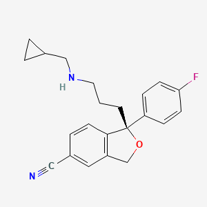 molecular formula C22H23FN2O B3039955 (S)-1-(3-((环丙基甲基)氨基)丙基)-1-(4-氟苯基)-1,3-二氢异苯并呋喃-5-腈 CAS No. 1421026-41-6