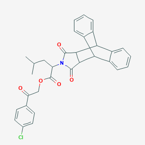2-(4-Chlorophenyl)-2-oxoethyl 2-(16,18-dioxo-17-azapentacyclo[6.6.5.0~2,7~.0~9,14~.0~15,19~]nonadeca-2,4,6,9,11,13-hexaen-17-yl)-4-methylpentanoate (non-preferred name)